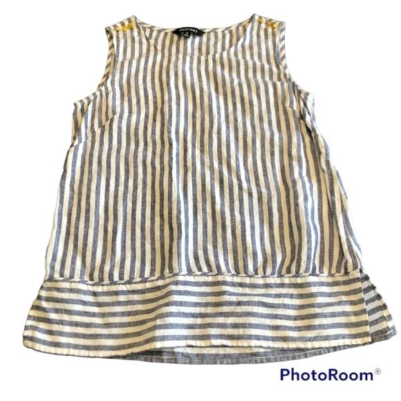 Ellen Tracy Tops - Linen Top Women’s Small Striped Sleeveless Tunic Tank Casual Coastal Nautical